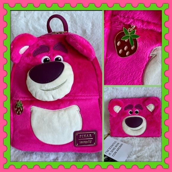 Loungefly Handbags - Loungefly Disney Toy Story Lotso Plush SCENTED Backpack and Wallet Bundle NWT!